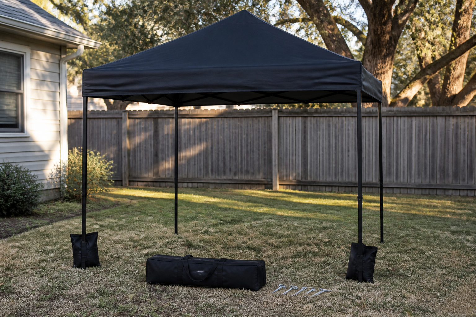 Open MODUVA 3 by 3 canopy in a Western outdoor setting